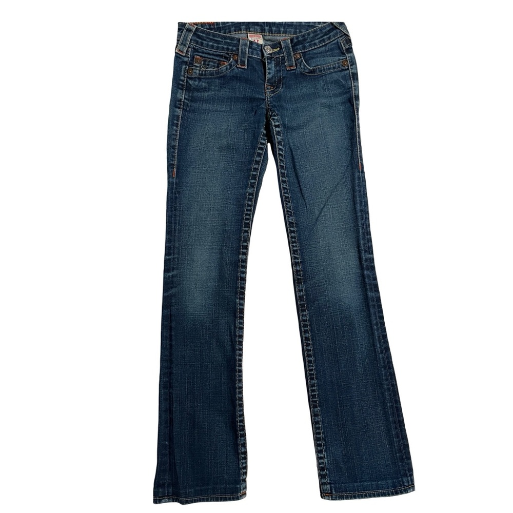 True Religion Women's Dark Blue low rise Boot Cut Jeans Sz 26